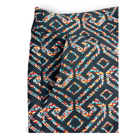 Trina Turk Corbin Flat Front Shorts | Sz 4, Multi Navy Jacquard - Picture 10 of 13